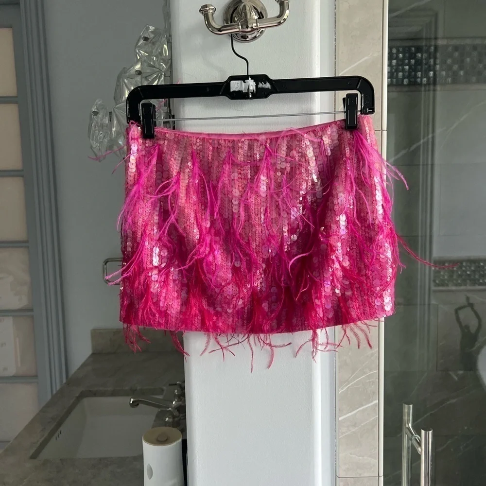 Retrofete Athana sequin feather-trim skirt - Picture 8 of 16